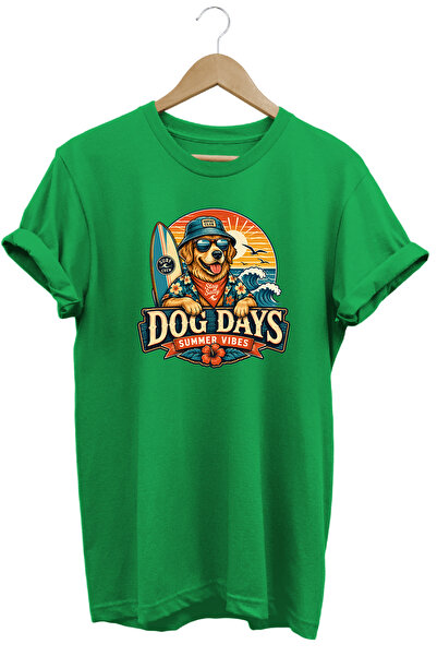 remonz تي شيرت Dog Days Summer Vibes للجنسين مطبوع عليه كلب ذو تصميم صيفي عاد...
