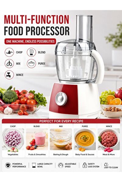Kijarda Kitchen Food Processor 3-in-1 | Chopper Mixer Grinder | Safety Lock |...
