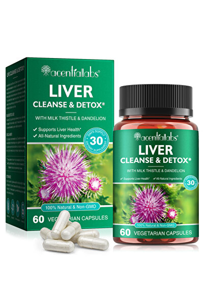 ACENTIALLABS Liver Cleanse & Detox cu Silimarină (Armurariu) și Păpădie, 60 C...