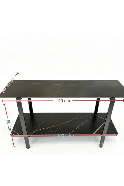Bleco Double Layer Sintered Stone Console Table, Minimalist Wall Side Storage...