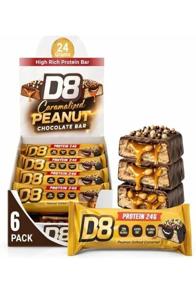 D8 Protein Chocolate Bar Peanut Salted Caramel | 24g Protein Bar | No Added S...