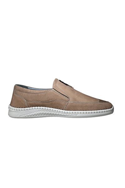 FRANCOMEN Ri̇co Men's Genuine Leather Laceless Daily Comfort Shoes Mink