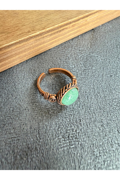 Rupen Kraft Handcrafted natural stone pure copper ring adjustable size pure c...