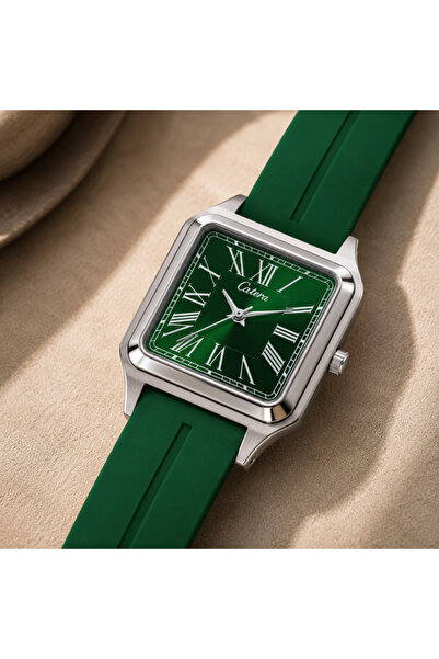 catera Men's Watch Rabel Silver Frame Green Dial Magnet