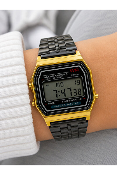 Weluxa Teen Girls Women Wristwatch Gold Color Case Digital Alarm, Stopwatch, ...