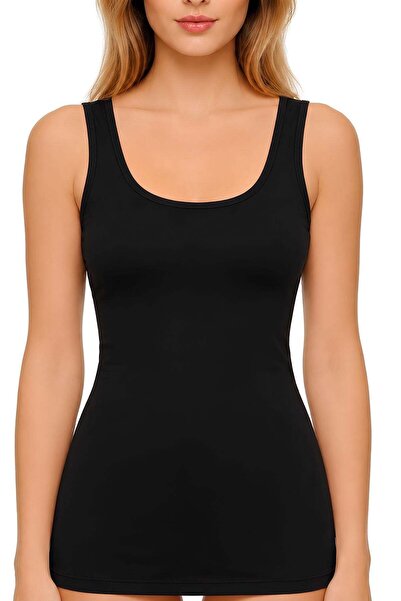 YILDIZ Lycra Wide Strap Ribbed Women's Athlete Top Black 3-Pack