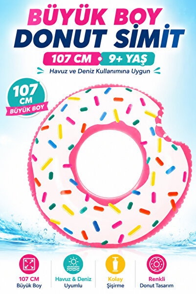 YILDIRIM OYUNCAK Donut Tube Inflatable Swimming Ring 107cm for Ages 9+ – Over...