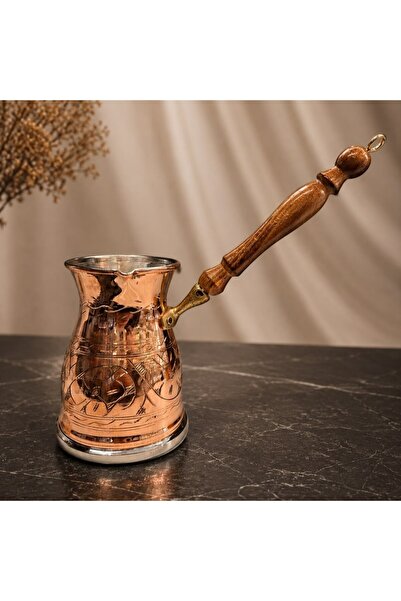 Elen Hediyelik Hand-Carved Copper Coffee Pot – 360 ml |   4-Person Traditiona...