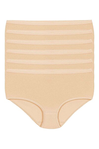 YILDIZ Lycra Non-Marking Bato Women's High Waist Panties Skin Color 6-Pack