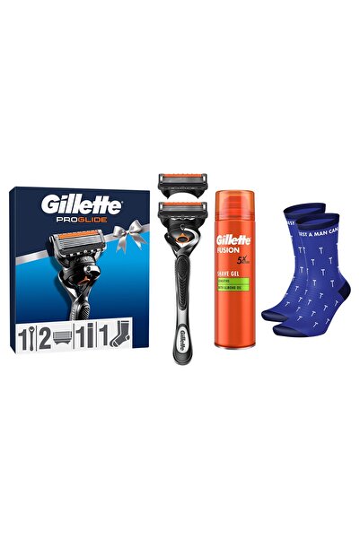 Gillette Set cadou ProGlide, aparat de ras cu maner FlexBall + 2 rezerve + ge...