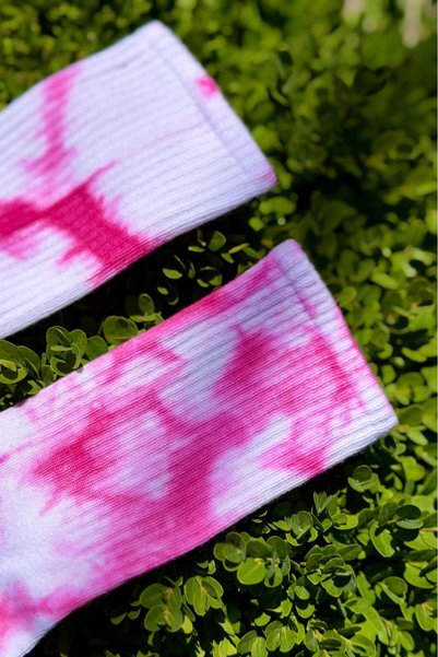 LouSocks Unisex White Tie-Dye Patterned Socket Sports Socks