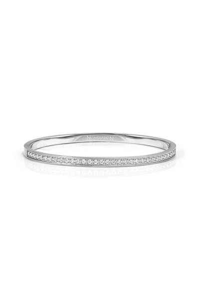 NOMİNATİON Pretty Bangles Silver Paslanmaz Çelik Bileklik – Orta Boy Beyaz Zi...