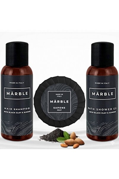 Marble Set cosmetice hoteliere 2. Cu ulei de migdale și argilă neagră