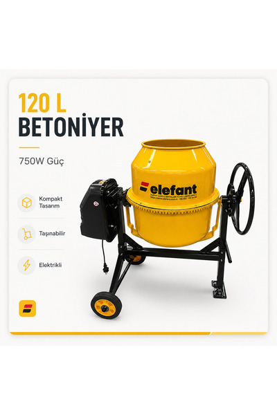 elefant 120 L Betoniyer Harç Karma Makinası Karıştırıcı