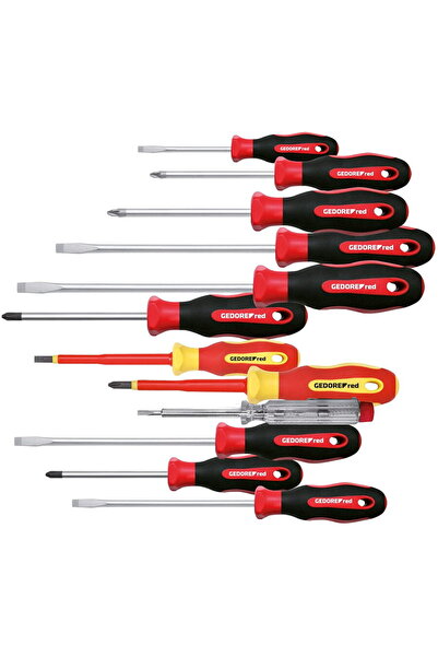 Gedore Set de șurubelnițe 2K roșu XXL, 12 piese (roșu / negru, incl.) Tester ...
