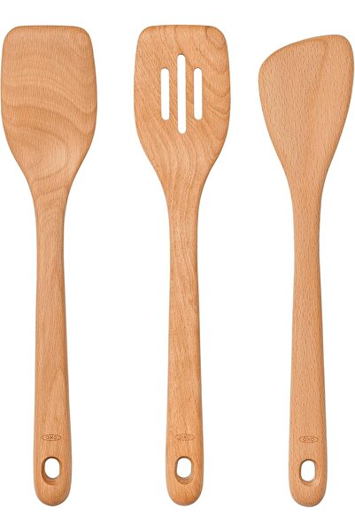 Oxo 11157300 Set of 3 Brown Wood Spoons, 31.5 x 6.5 x 2 cm