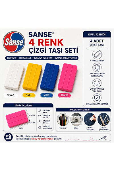 Sanse ® 4'LÜ ÇİZGİ TAŞI SETİ HER KUMAŞTA NET ÇİZGİ!