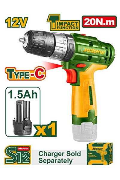 Jadever دريل بطاريه 12 فولت 1 بطاريه دقاق