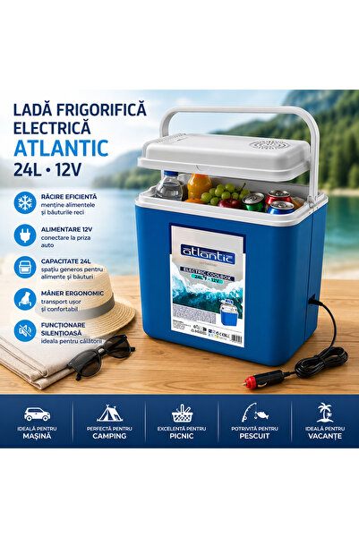 Atlantic Ladă Frigorifică Electrică 24L 12V – Cooler Auto pentru Mașină, Camp...
