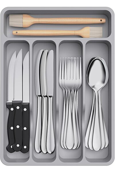 Lifewit Cutlery Drawer Organizer, Kitchen Utensil Storage Tray, 5 Compartment...