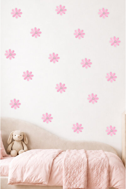 papermoods Pastel Pembe Çiçek Bebek ve Çocuk Odası Duvar Sticker - Duvar Süsü