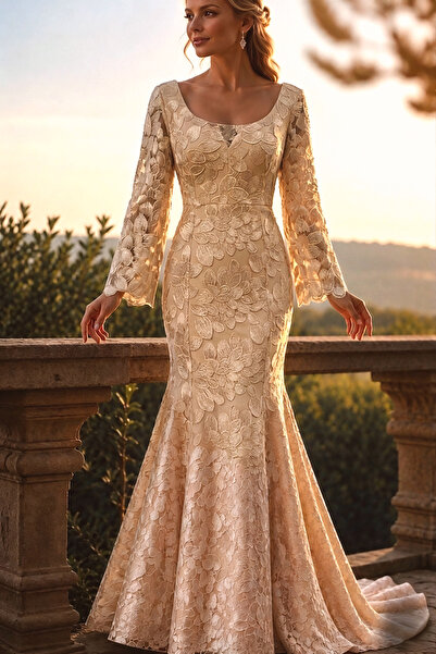 Boutique Juji BALIK MODEL KUYRUKLU PUDRA GELİNLİK / ABİYE / NİŞANLIK