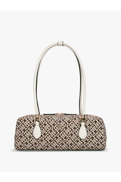 Tommy Hilfiger TH GRACE JACQUARD KAHVE KADIN OMUZ ÇANTASI
