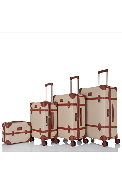 ABAS طقم حقائب سفر ودبش عرايس 4 قطع جلد فاخر كلاسيك