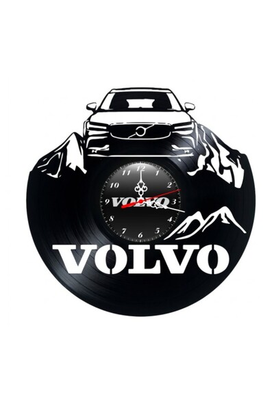 Volvo Ceas de perete decorativ din disc de vinil, Model cu peisaj montan / Ma...