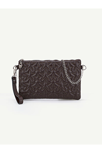 Rivina Women's Star Embroidered Portfolio Handbag with Wrist Strap and Satin ...