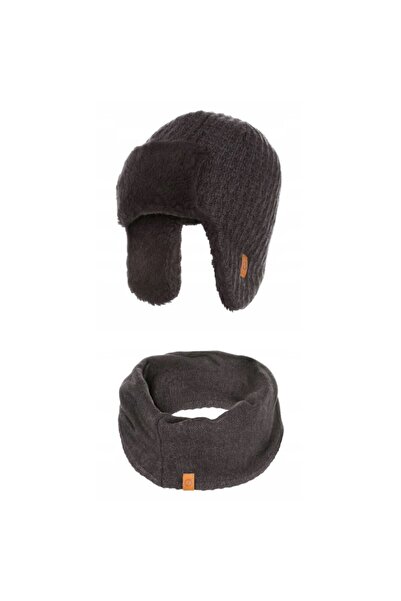 Brødrene Set caciula cu fular Brodrene, Acril, Universal, Gri inchis