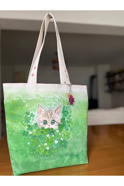 kedi ve yonca bahçesi Tamamen el yapımı özel tasarım çanta