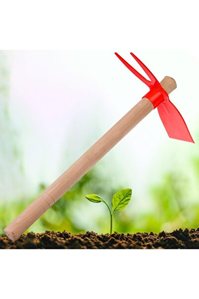 Aseliz Store 40 cm Çift Taraflı Çapa Ahşap Saplı Bahçe Çapası, Bahçe Çapalama Aleti, Toprak Havalandırma ve Ot Temizleme Çapası, Bahçe El Aleti
