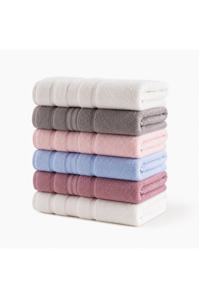 HAVLUSAN Eloria 6 Pieces 50*85 Striped Patterned Towels |   Towel Set |   Tow...