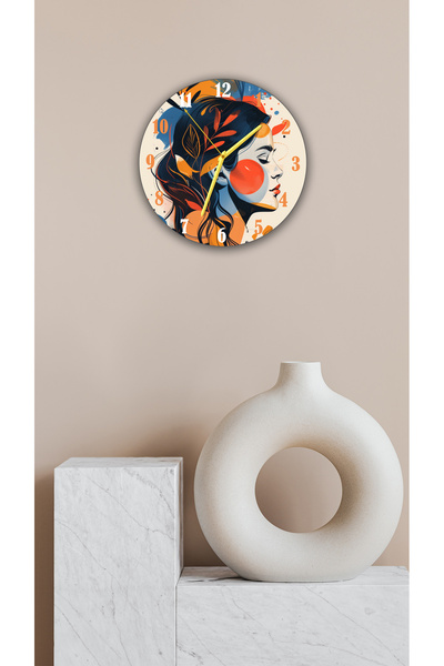 Aldebaran Reklam Modern Floral Pattern Wall Clock |   40X40 cm Silent Mechani...