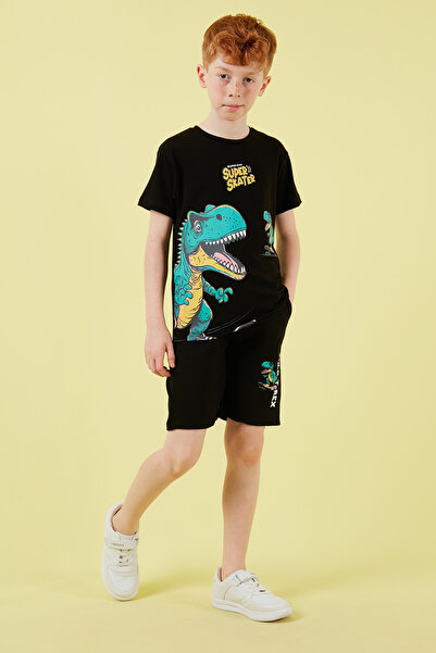 Lela Cotton Regular Fit Crew Neck Shorts Top and Bottom Set Boy's SET6212013