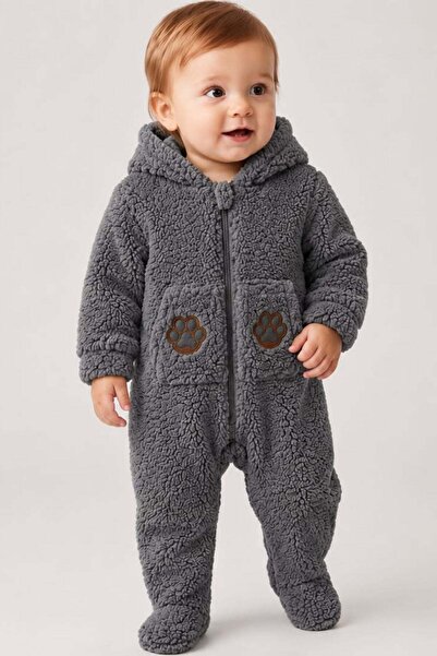 Cantoy Wellsoft Baby Romper with Ears and Hood - with Paw Detail