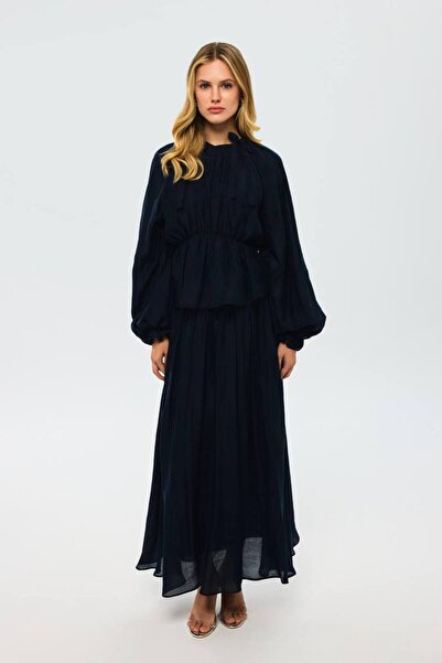 Lady Pixie Bow Detailed Blouse Skirt Set