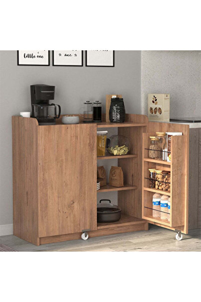 Vivendo Dulap multfunctional cu roti si rafturi pe usa, 97,8 x 44,1 x 91,5 cm
