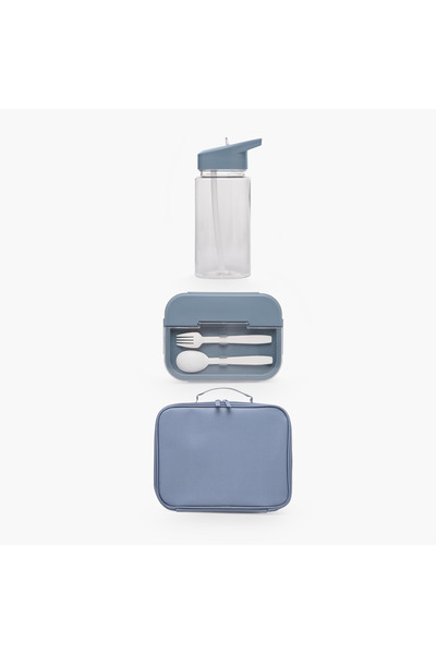 Lifestyle Solid 3-Piece Lunch Bag Set for Boys 5-8 Years with Lunch Box and W...