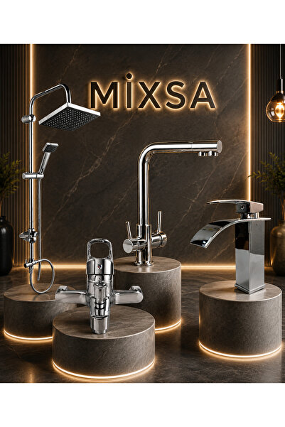 MİXSA Krom Robot Duş Seti 3 Yollu Premium Arıtmalı Mutfak Bataryası Lüx Banyo...
