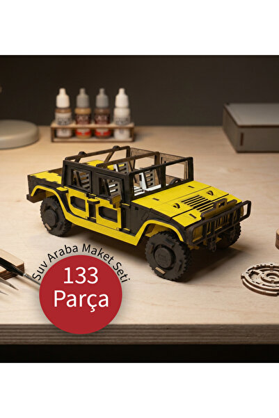 Bluline Studio Ahşap Kendin Yap Minyatür Suv Arazi Araba Maketi (DİY) - 3D Re...