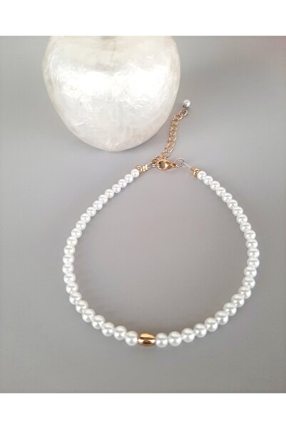 ArtINA esmaraldchic Bratara eleganta de picior, perle albe scoica, cu accesor...