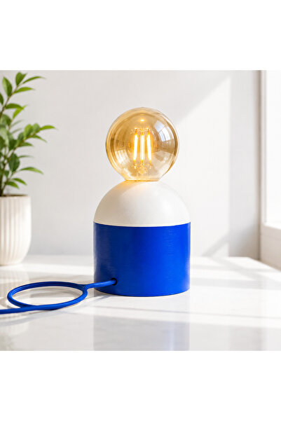 STONE EDITION Handmade 2 Color Shiny Blue White Table Lamp |   Decorative Lam...