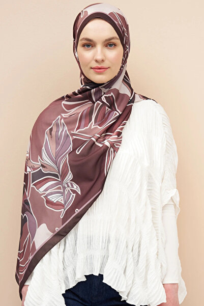 Madame Polo Fern Desen Italian Silk Shawl - Red Brown