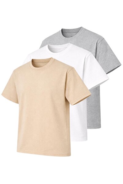 pandy Pachet de 3 tricouri oversize din jerseu simplu
