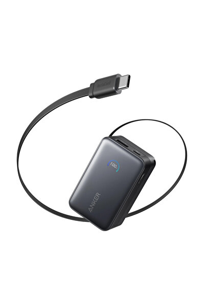 Anker Power Bank Nano (A1638H11) - Cablu retractabil Type-C încorporat, 10000...