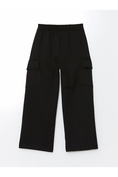 LC Waikiki Black Elastic Waist Cargo Sweatpants for Girls