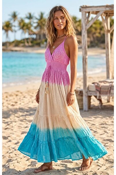 moda gk Imported Strap Tie-Dye Patterned Bohemian Dress