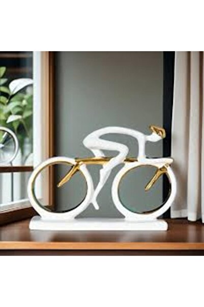 Vivendo Statueta decorativa Ciclist modern din rasina 20 x 5.5 x 15 cm design...
